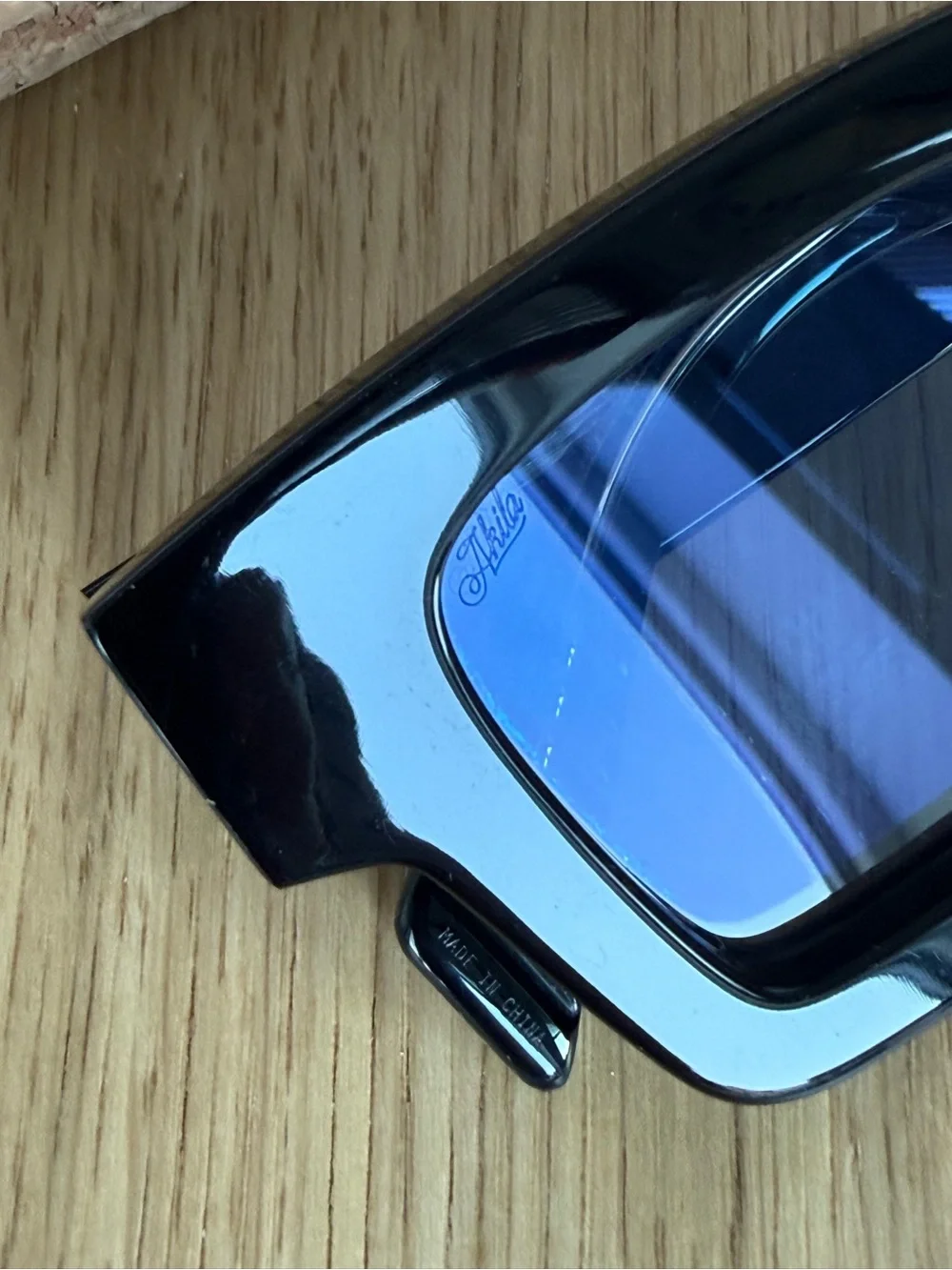 AKILA SSENSE Exclusive Square Sunglasses Black / Sky Blue New w/ Cork Case